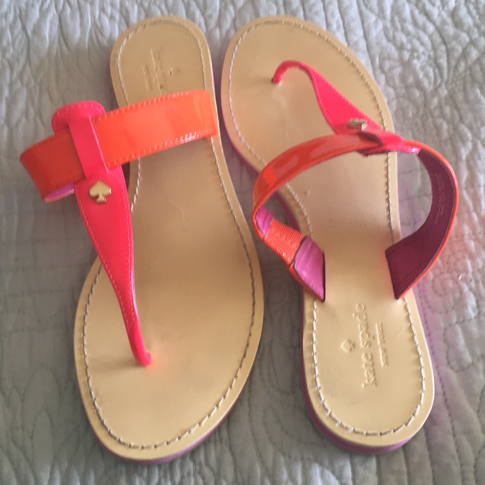kate spade patent leather sandals orange & pink 9M